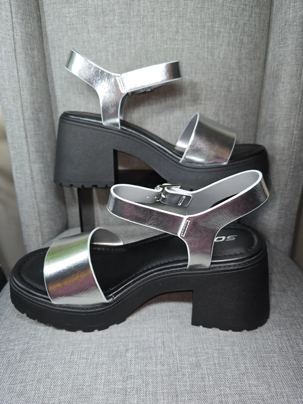 Soda Silver Metallic Chunky Platform Sandal